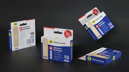 外贸出口医护用品创可贴英文彩盒包装设计改版